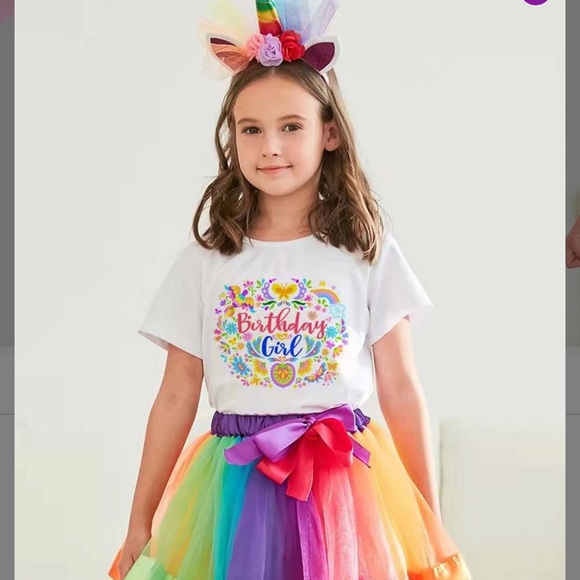 Brand new still in bag.White and multicolored birthday girl tutu set - Picture 2 of 4